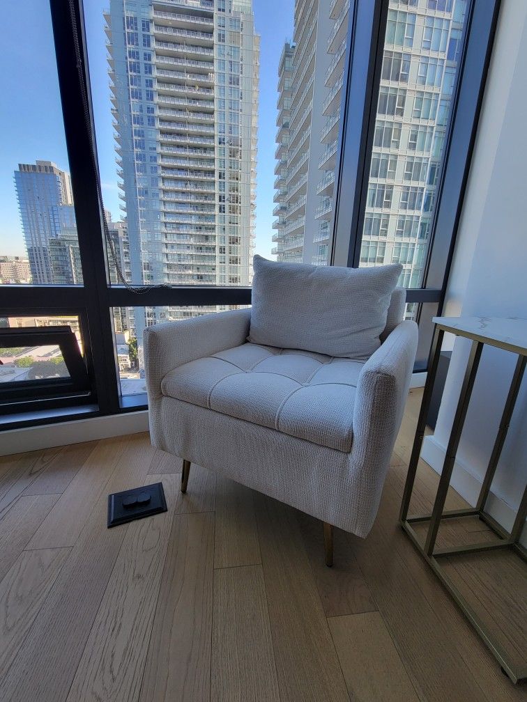 Small White Arm Chair Gold Legs