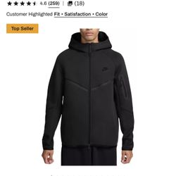 Brand New Nike Tech Fleece Full-Zip Hoodie – Black – XL