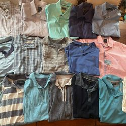 Men’s Clothes, Dress Button Downs And Polos. XL, L, & a few M