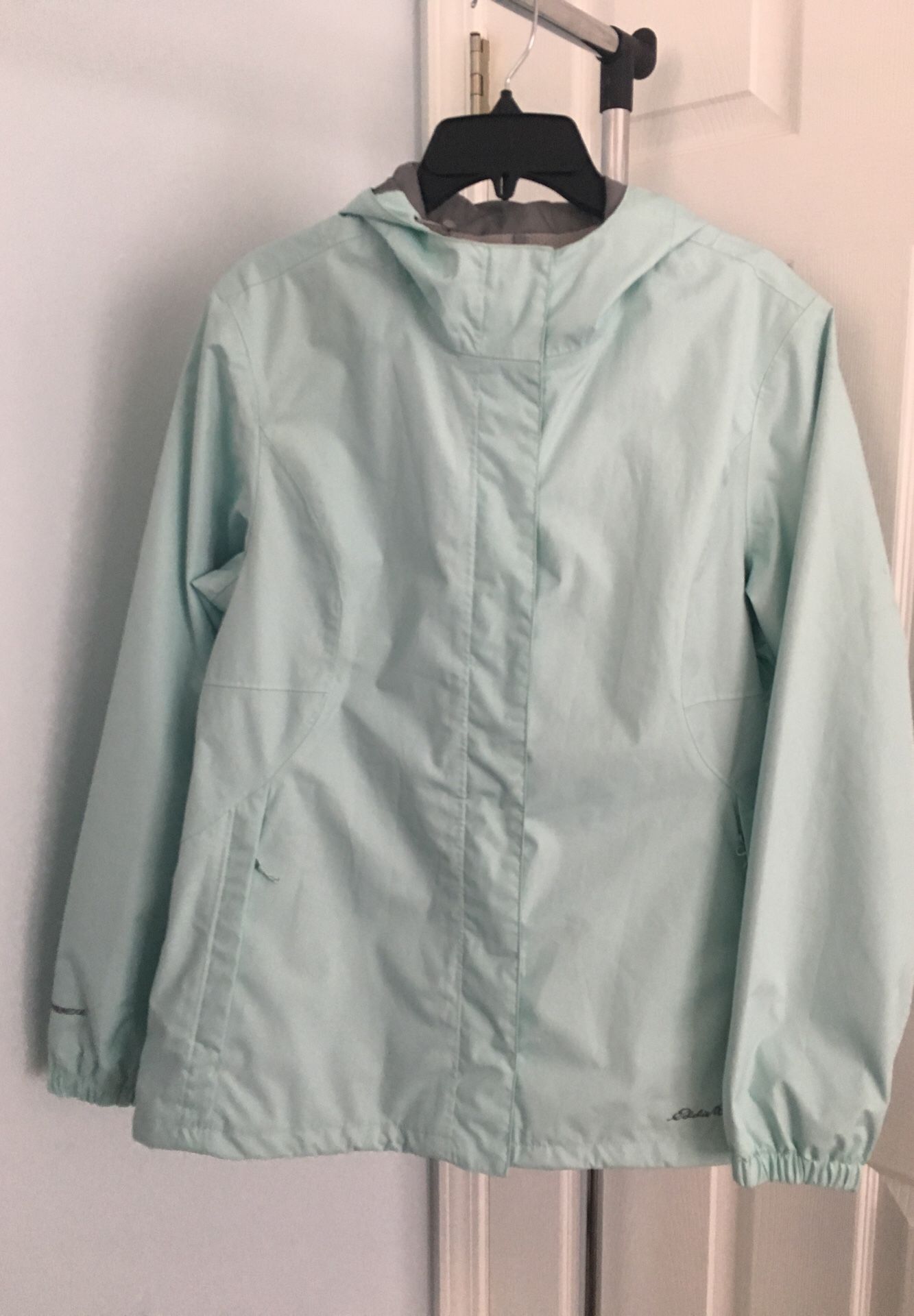 Eddie Bauer woman’s rain coat jacket size L aqua color