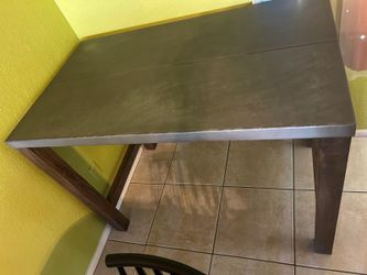 Crate & Barrel-Mango Wood & Galvin Metal High Table