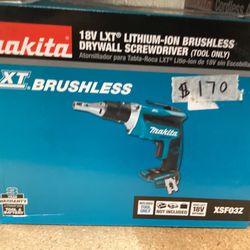 Makita 18V LXT Brushless Drywall Screw Gun (Tool-Only) $170