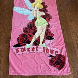 VTG Disney Fairies Tinker Bell Suite Love Beach Towel Approximately 30 X 60“