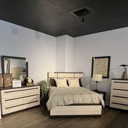 Queen Bed Frame, Dresser, Mirror And Nightstand 