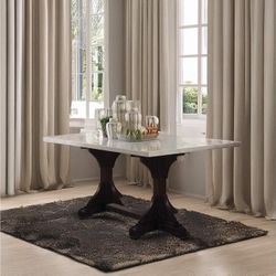 New Acme Furniture 72" Gerardo Dining Table White Marble Top/Weathered Espresso Finish by Acme Furniture 