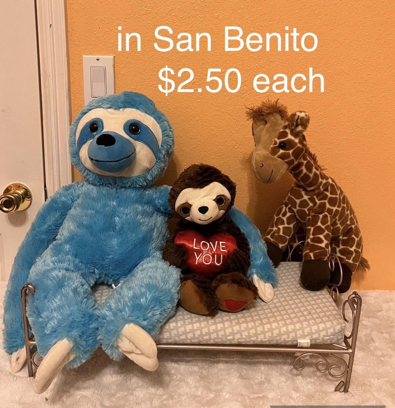 Stuffed Animals For Sale  $2.50 Each 