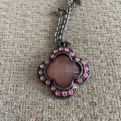 Pink Stone Pendant Necklace