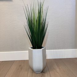 32” House of Silk Flowers Faux Grass Plant in Grey Planter Pot 