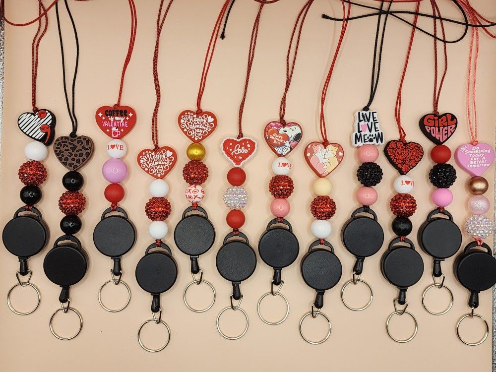 📎 Valentine’s Day Snap Away Silicone Beaded Lanyards (PICK UP ONLY NE 93306)