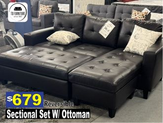 Sectional w/ottoman, furniture, salas