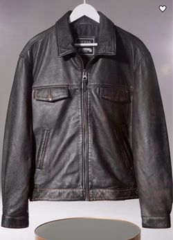 New Guess Men’s Distressed Leather Jacket
