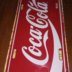 METAL Coca Cola License Plate Embossed Sign RED 1998
