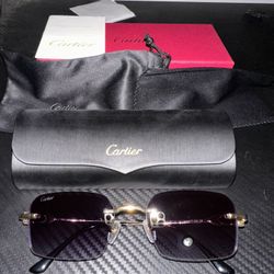 Rimless Unisex Piccadilly Sunglasses with Gold Frame and Dark Lens