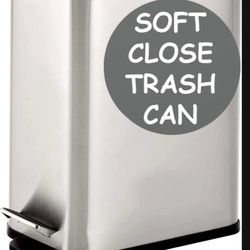 Soft Close, Slim Trash Can 10L with anti - Bag Slip Liner and Lid