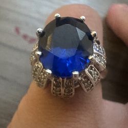 14k white gold lab spinel and diamond ring 6.7g