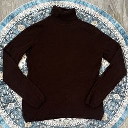 Charter Club Luxury Medium Brown 100% Cashmere Knit Turtleneck Sweater