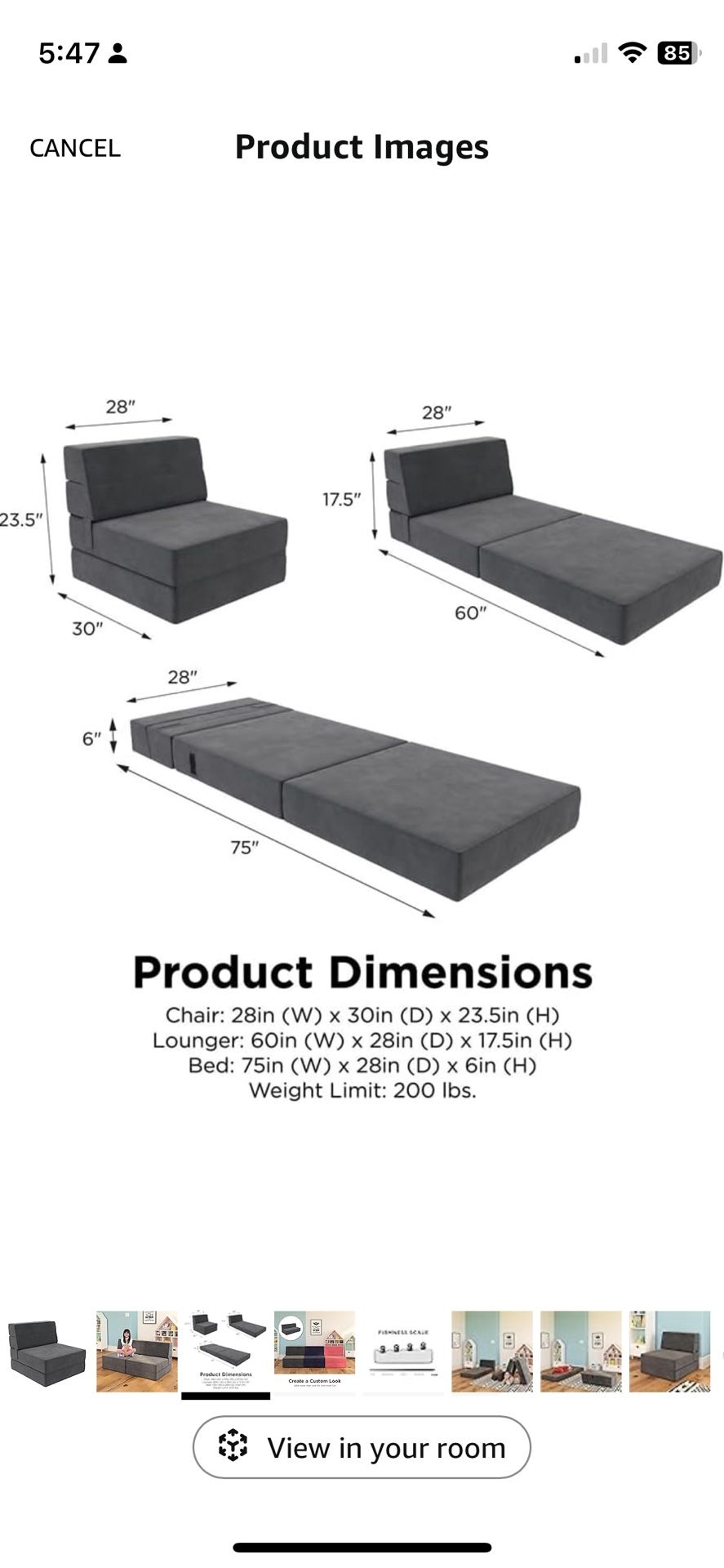 Flip Out Chair Futon Bed