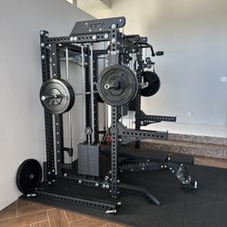 PRO SERIES Ultimate Half Rack Functional Trainer w/Smith Machine Bar | 320lb Stack | Gym Equipment | Fitness | Commercial | Squat Rack 