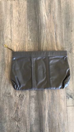 Dark Gray Leather Clutch Bag