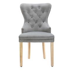 2 gray dining chairs