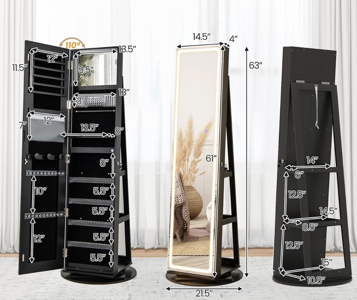 Mirror With LED lights Jewelry Box