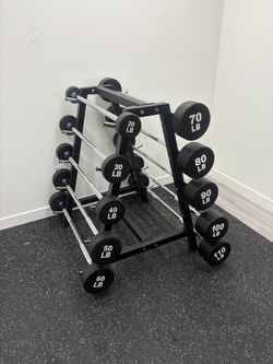 Brand New 20-110 lbs Straight Bar Set with Rack, 650 lbs Barbell Set Weights for Home Gym Equipment