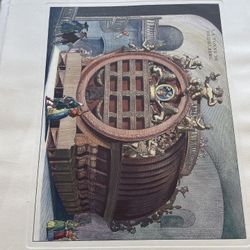 Hand-Colored Engraving – La Tonne de Heidelberg – Historic Wine Barrel at Heidelberg Castle – Plate Mark Impression