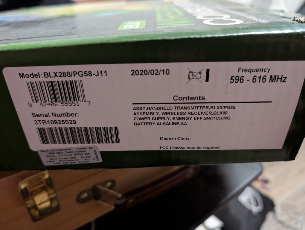 Shure Wireless Mic Pg58 J11