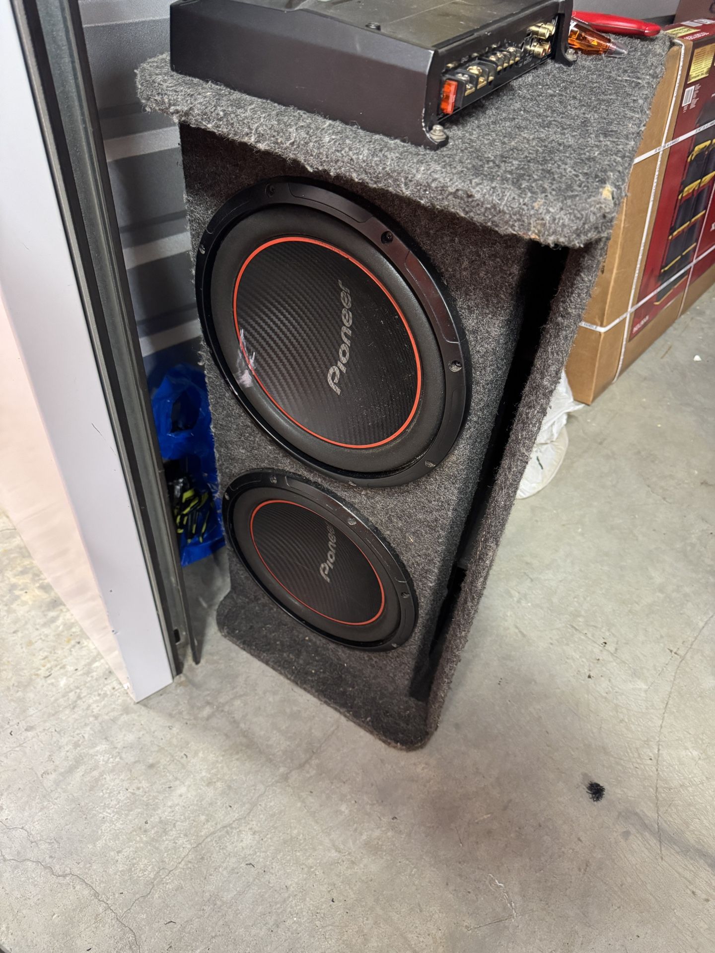 Studio Microphone, Fishing pole, 12” Pioneer Car Speakers, And 2007 GMC Envoy