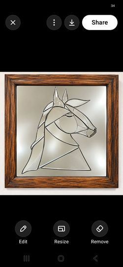 Vintage Etched Horse Mirror Framed Equestrian Western Ranch Wall Decor