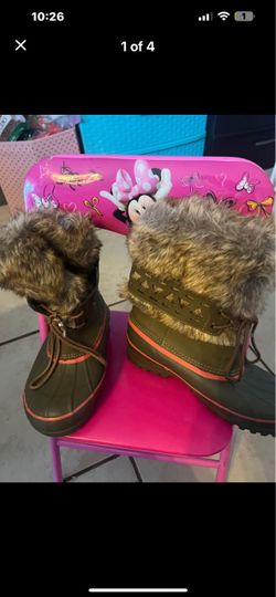 Kids Winter Snow Boots with Faux Fur Trim