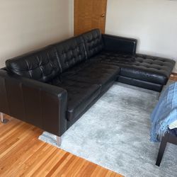 Black leather Sectional Couch 
