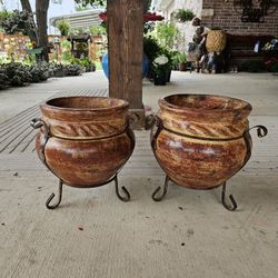 Small Rope Clay Pots, Planters, Plants. Pottery $45 cada una