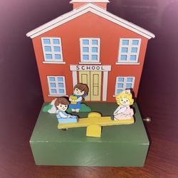 Vintage wood school music box