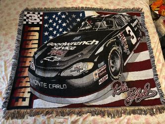 Vintage NASCAR Woven Dale Earnhardt Throw Blanket