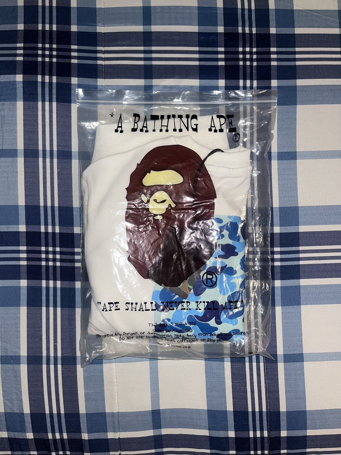 BAPE Long-Sleeve T-shirt (White And Blue)