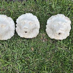 3 Beautiful Cement Lion Heads Fountain/Water Features! 
