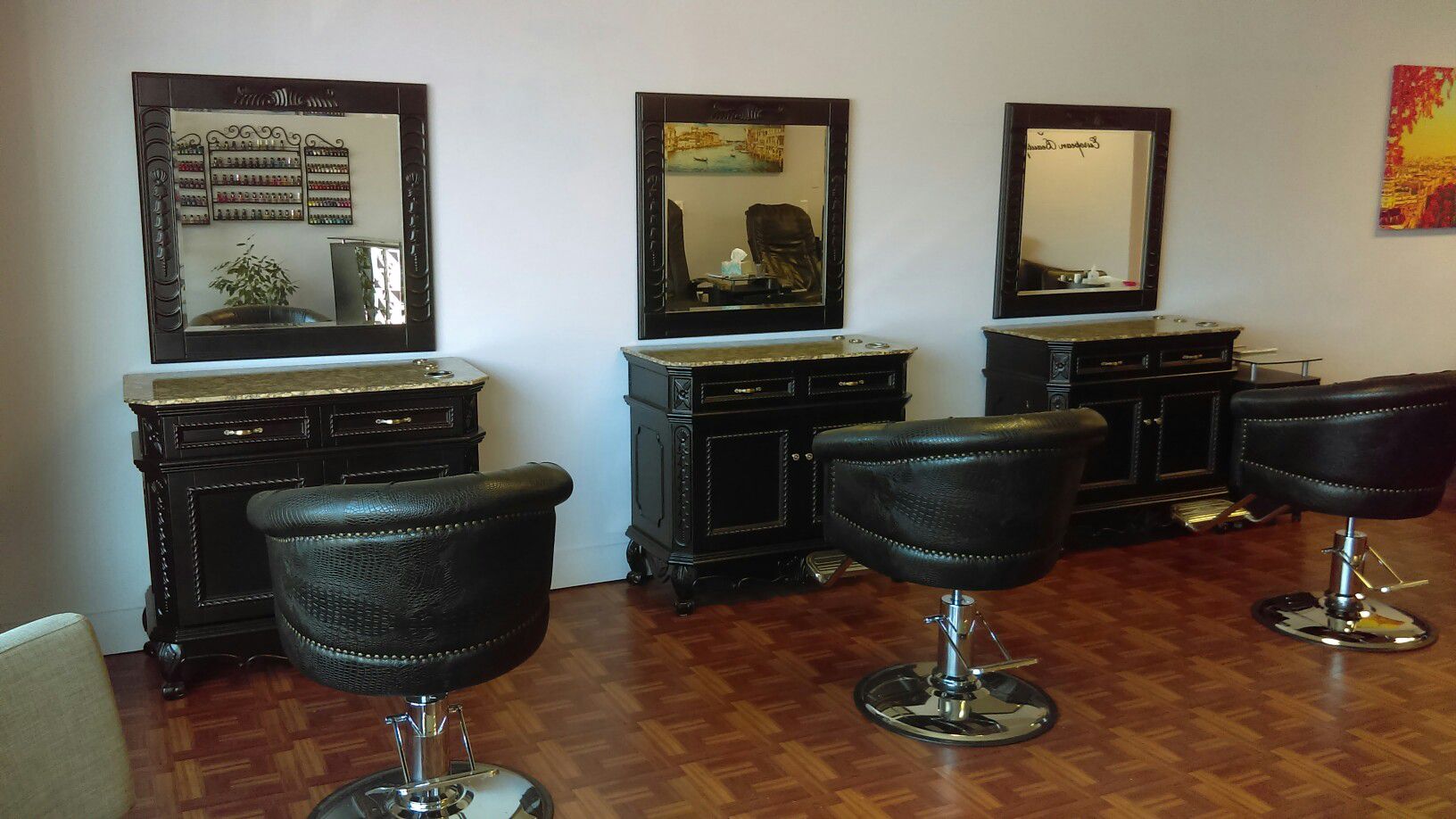 Hair Salon furniture equipment. Salon stations, Salon chairs, styling stations & chairs
