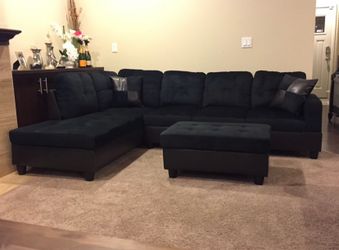 Black microfiber sectional couch