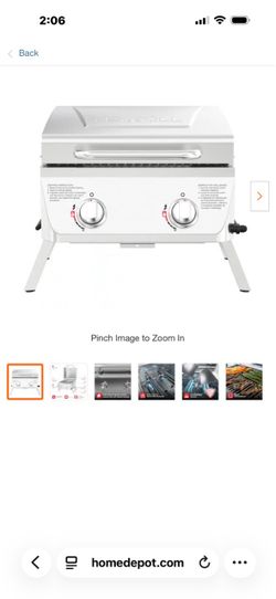 2-Burner Portable Propane Gas Table Top Grill in Stainless Steel