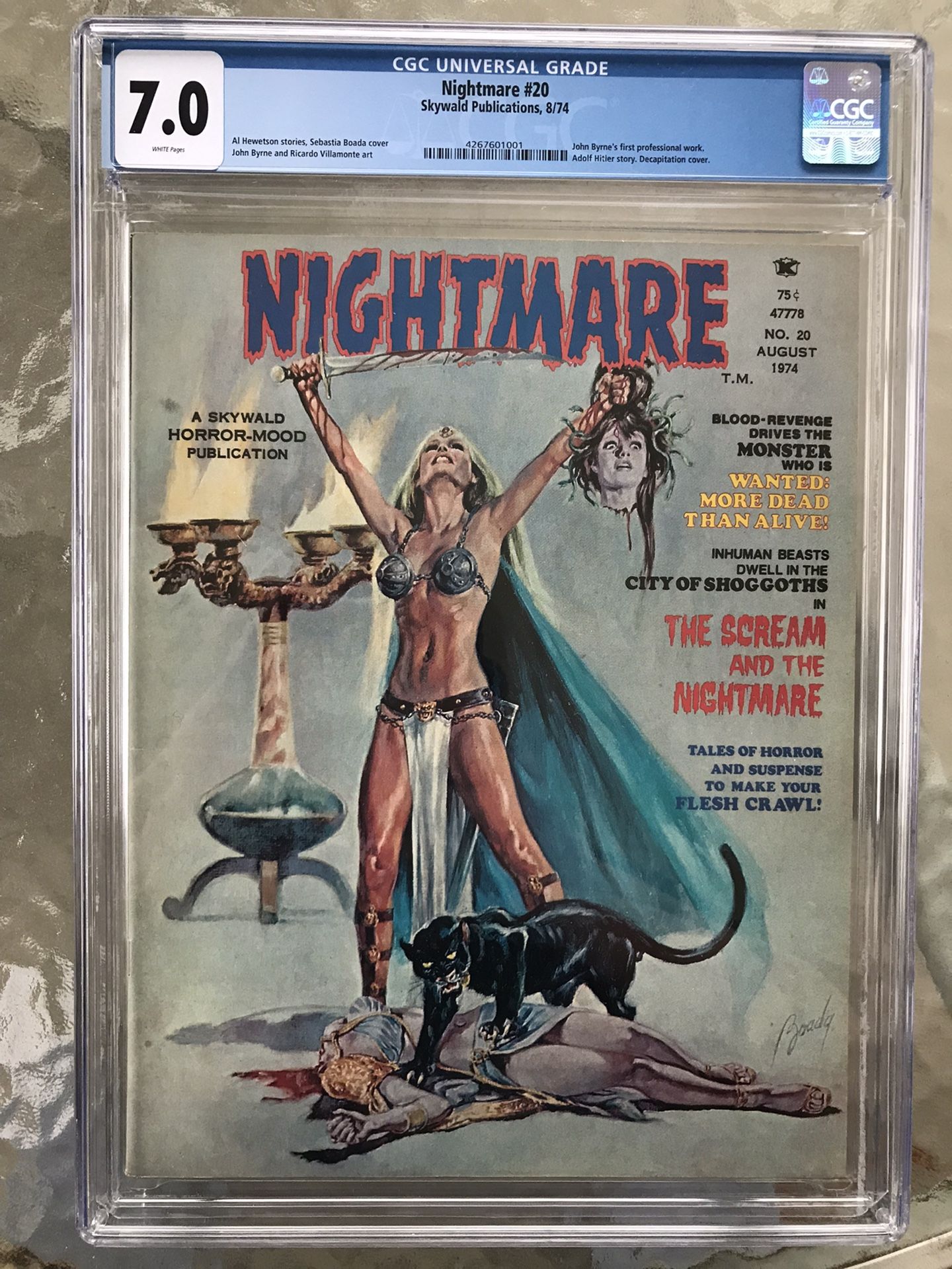 Nightmare #20 (1974) CGC 7.0 — White Pages; John Byrne’s 1st Professional Work