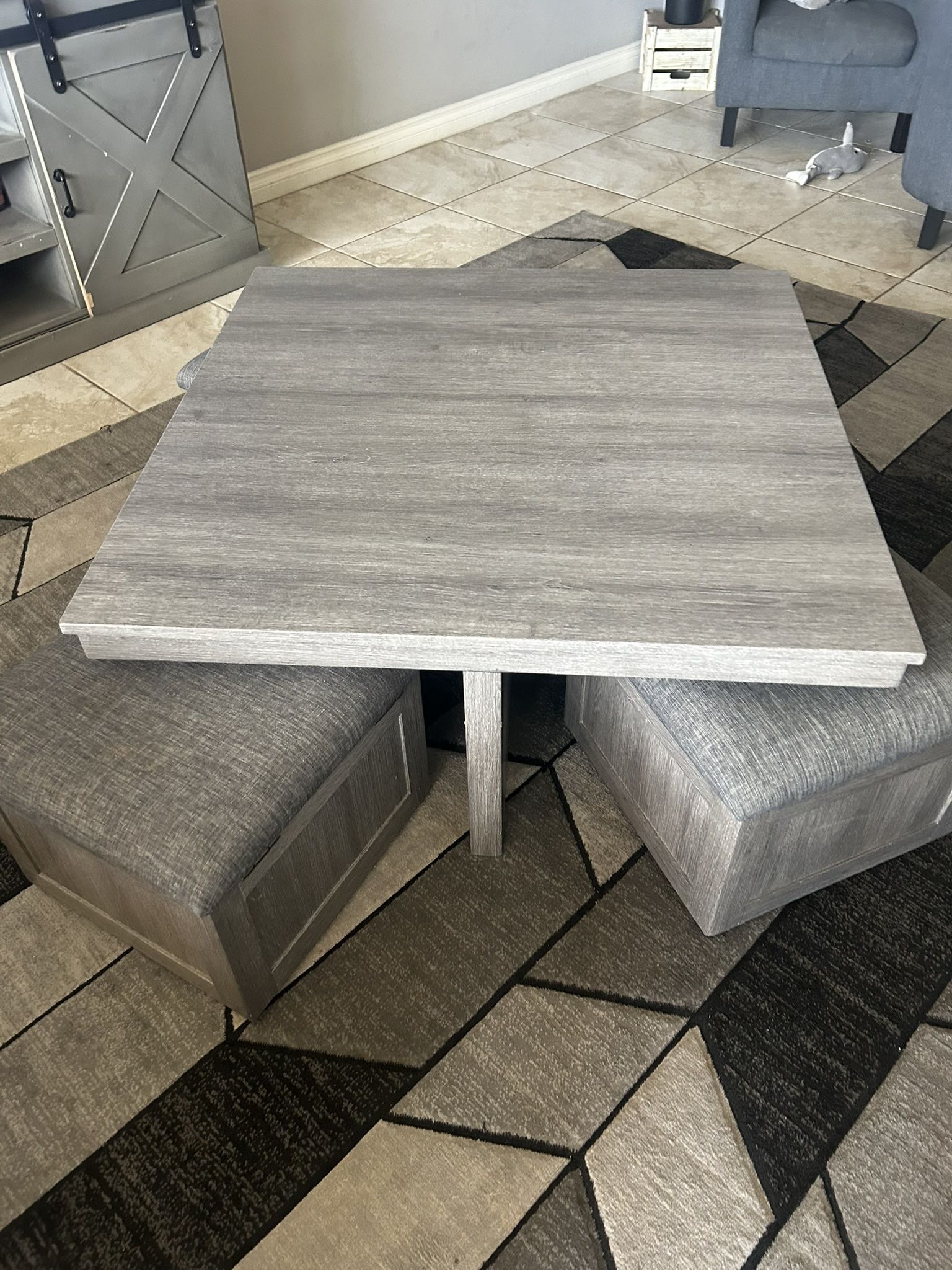 Coffee Table With 4 Storage Stools