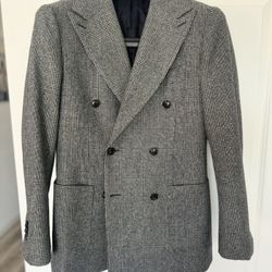 Suitsupply Prince Of Wales Glenplaid Black And White Double Breasted Suit Jacket