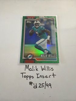 Malik Willis Miami Dolphins QB Topps Short Print Insert Card. #’d 25/99.