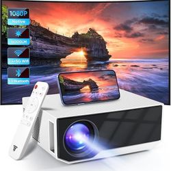 New In Box Projector with WiFi and Bluetooth, 16000Lumens Portable Mini Projector,Native Full HD 1080P Outdoor Movie Projector,Smart Projector Compati