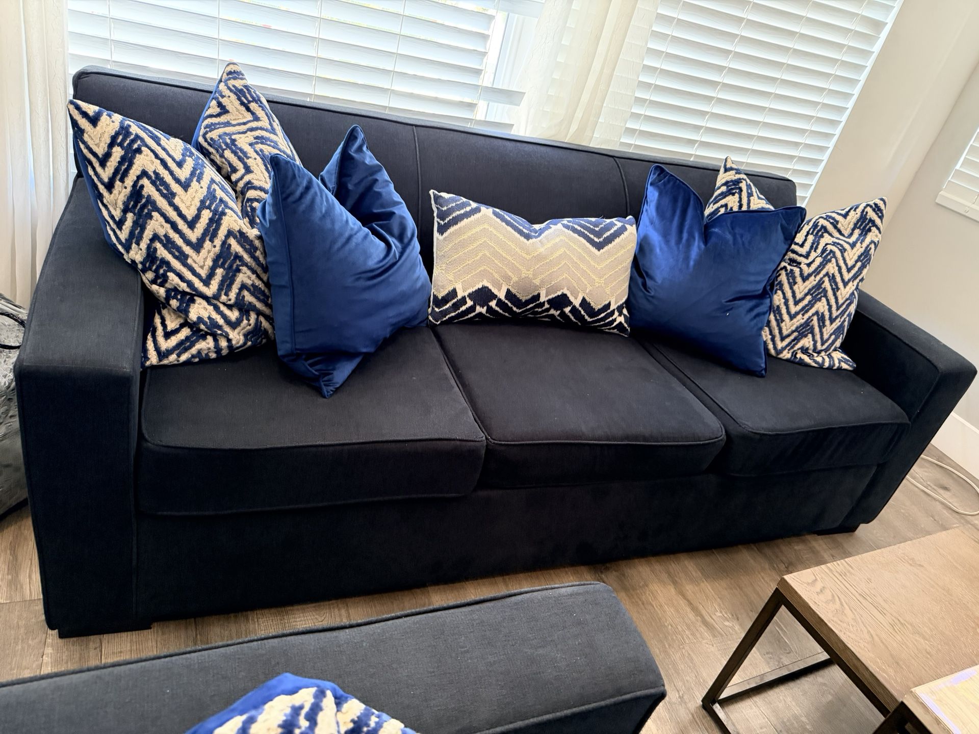 Blue Sofa Set With Pillows