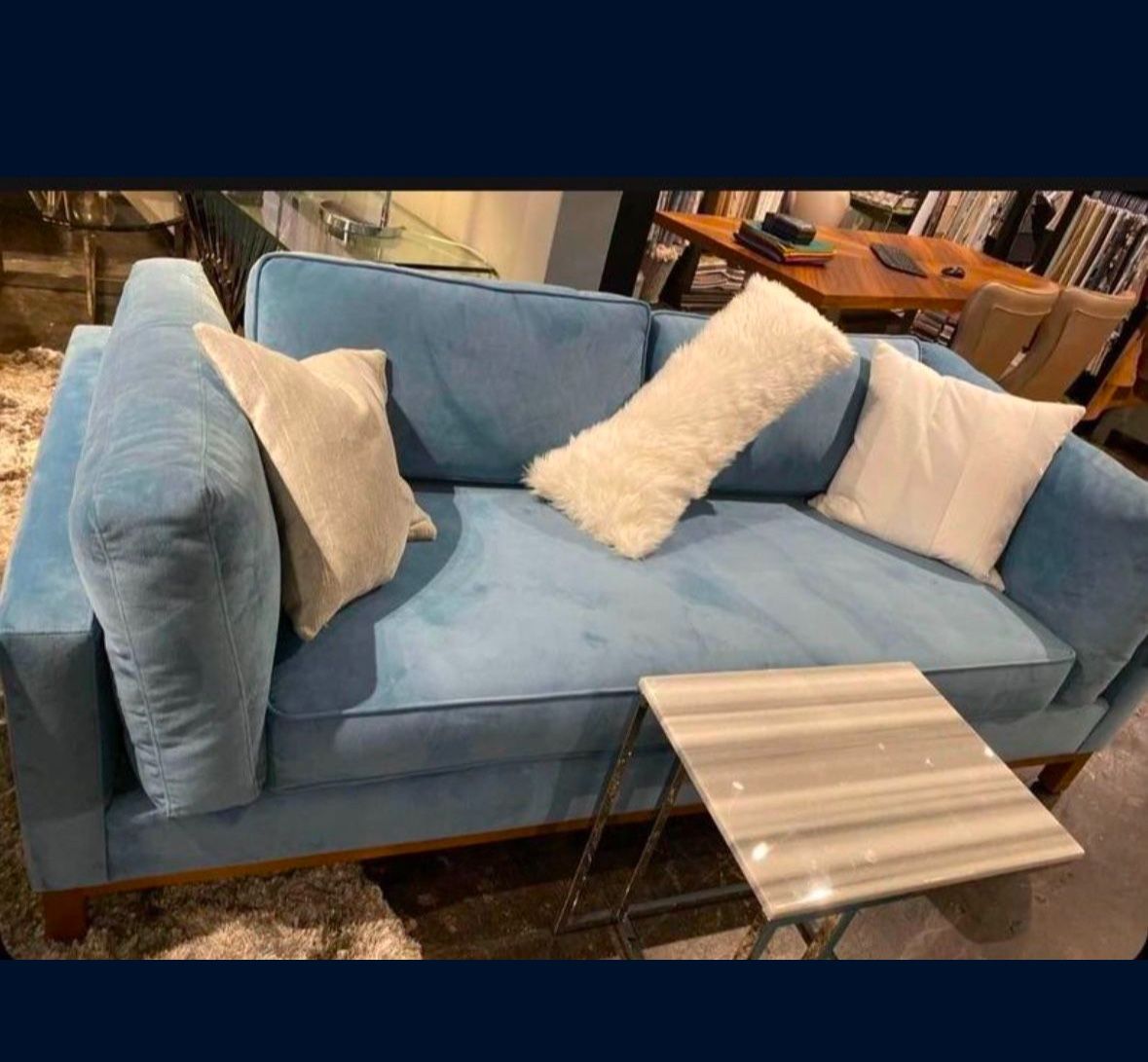 REVOLVE BABY BLUE VELVET COUCH!!