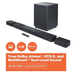 JBL Bar 1300X: 11.1.4-Channel soundbar with Detachable Surround Speakers, MultiBeam, Dolby Atmos and DTS:X®, Black