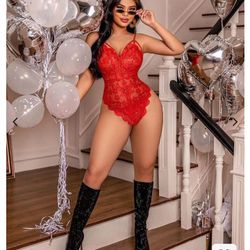 Floral Lace Bodysuit Scallop Trim One Piece