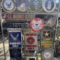 Military Metal Wall Signs Navy,Army,Air force  ,marines  Space Force New 10.00 Each 